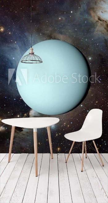 Picture of Solar system planet Uranus on nebula background 3d rendering Elements of this image furnished by NASA